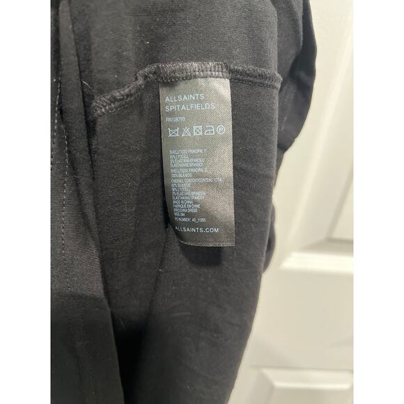 AllSaints Spitalfields Draped Silk Black Dress Size 10 - Picture 7 of 7